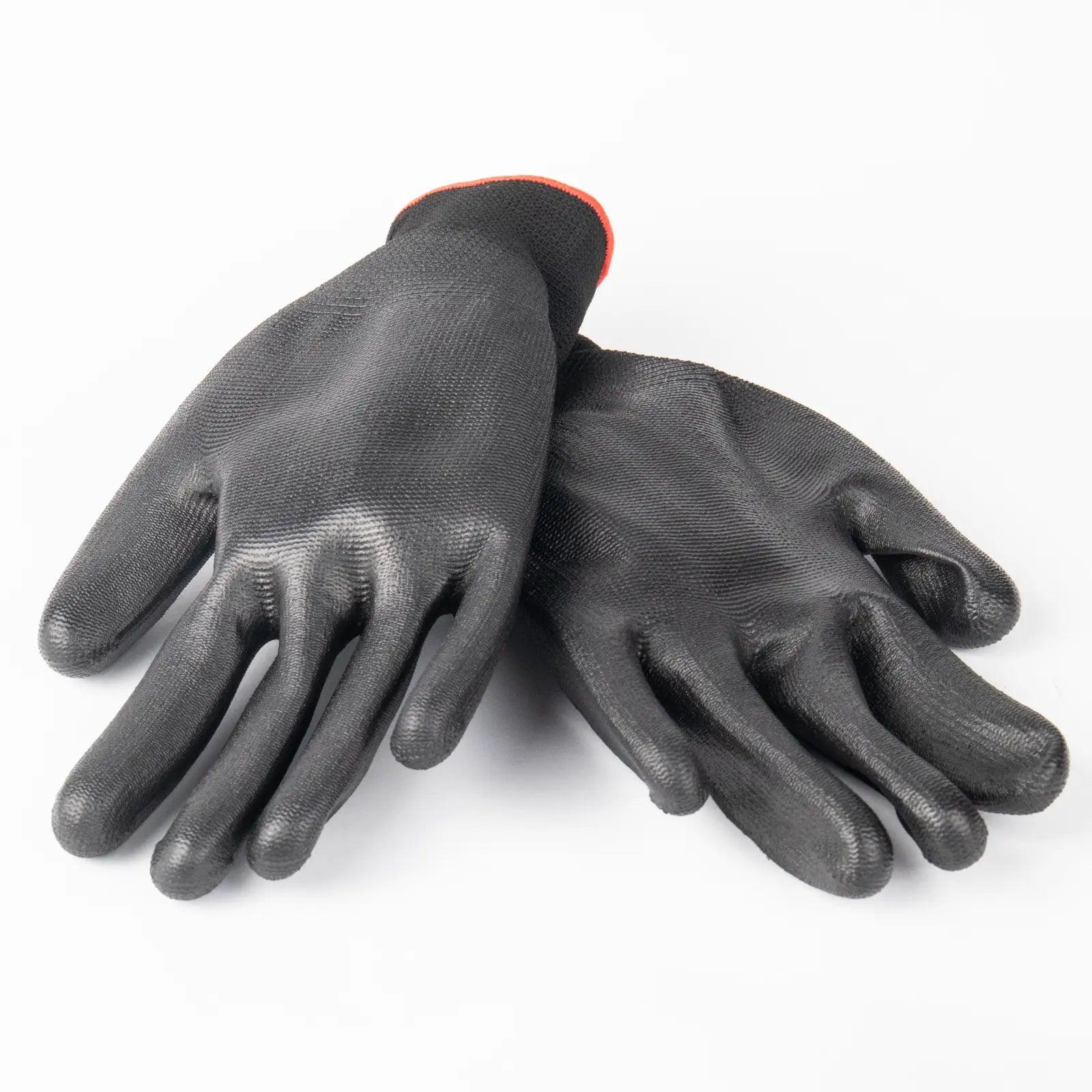 Black leather top work gloves