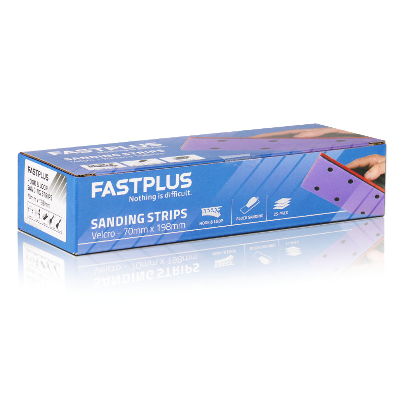 Sanding Strips 70x198mm x 8 Hole Purple Ceramic Velcro – 25 Pack