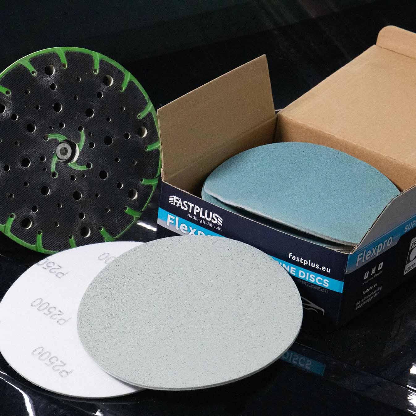 Flexpro trizact Feinschleifscheiben 150mm P2000 P2500 P3000 P5000 für Feinschliff und Autodetailing - Flexpro trizact fine finishing discs 150mm P2000 P2500 P3000 P5000 for fine finishing and car detailing by fastplus