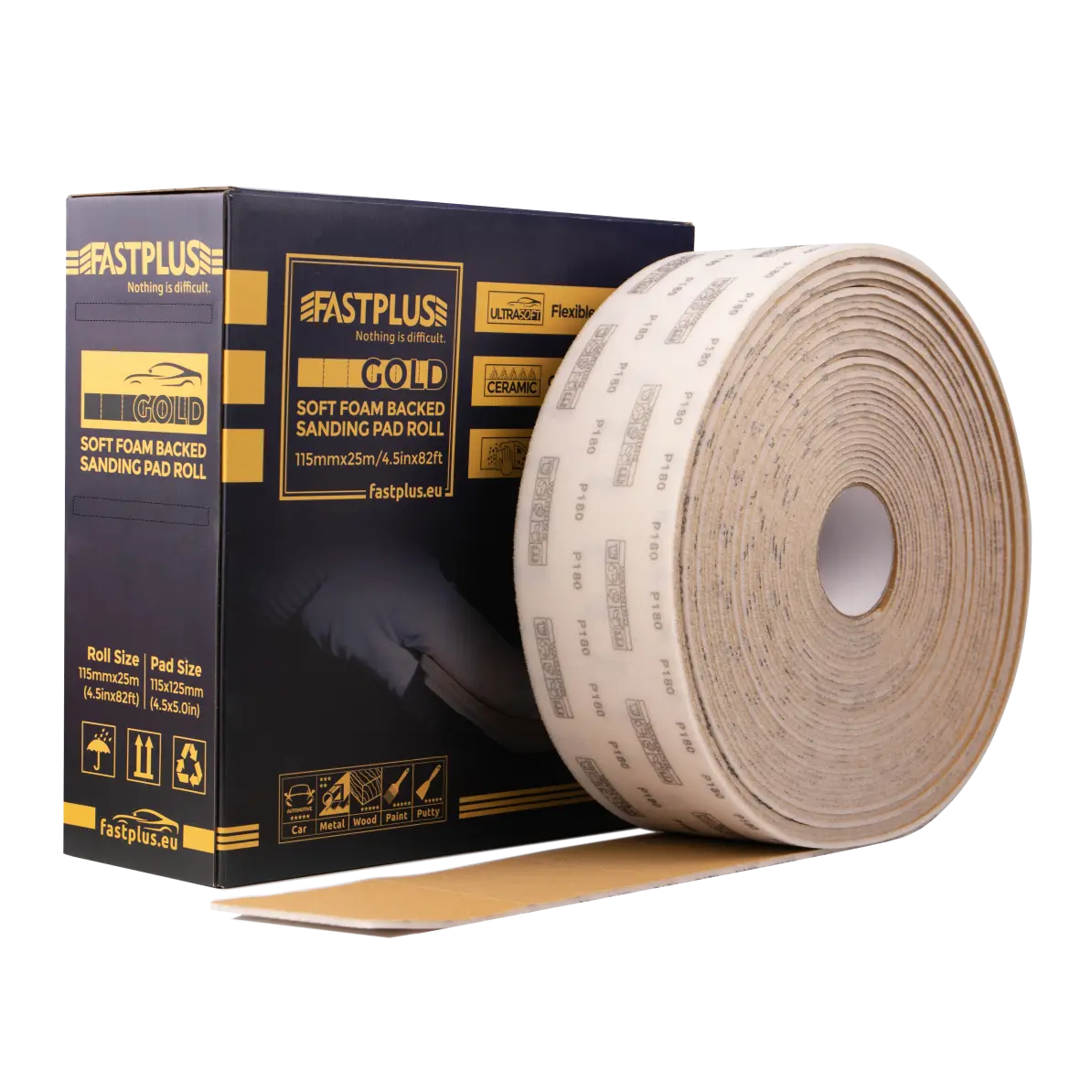Gold Foam Sandpaper Pad Roll Ultra Soft Pad 115mmx25m Ceramic by Fastplus Abrasives FSR6 Goldflex Schaumstoff Schleifpapier Pad Rolle Ultra Soft Pad 115mmx25m Keramik von Fastplus Schleifmittel
