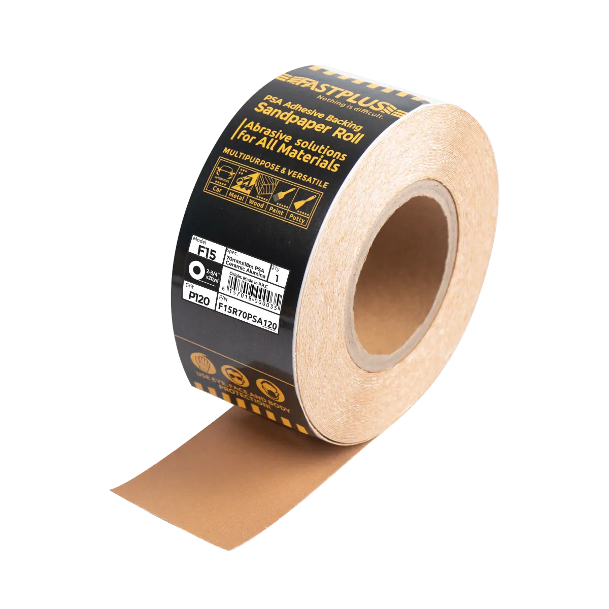 Fastplus PSA Schleifrollen Gold für Longboard | Continuous PSA sanding roll for longboard sanding blocks Dura