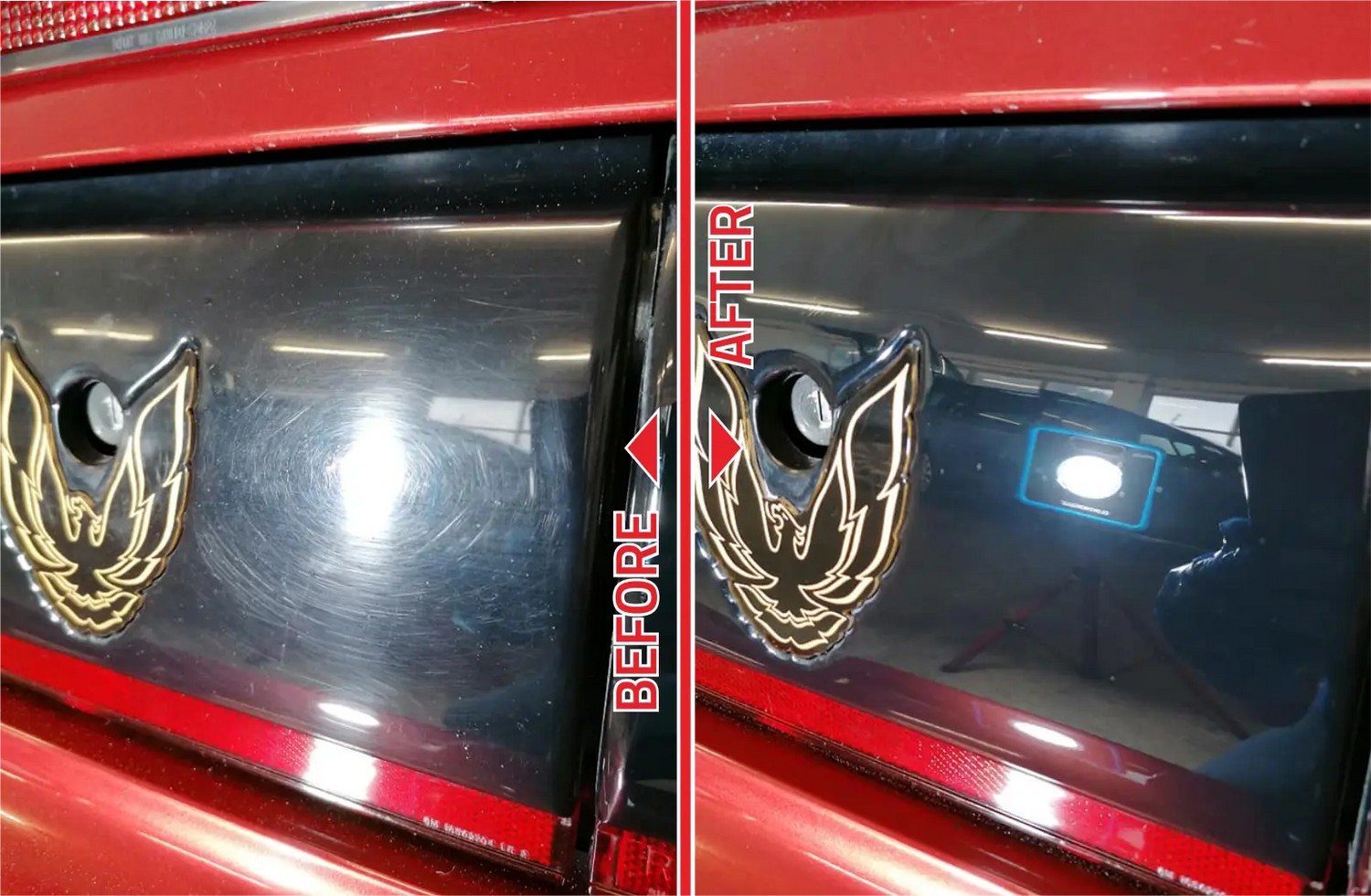 before and after using fastplus Schaumstoff Folienscheiben foam film discs 150mm FF12 for Carsystem