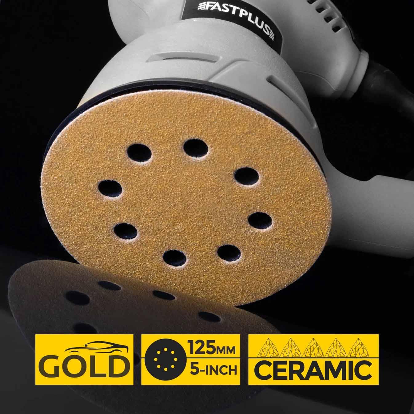 fastplus Schleifscheiben 125 mm passend für verschiedene Exzenterschleifer fastplus Sanding Discs 125 mm suitable for different random orbital sanders