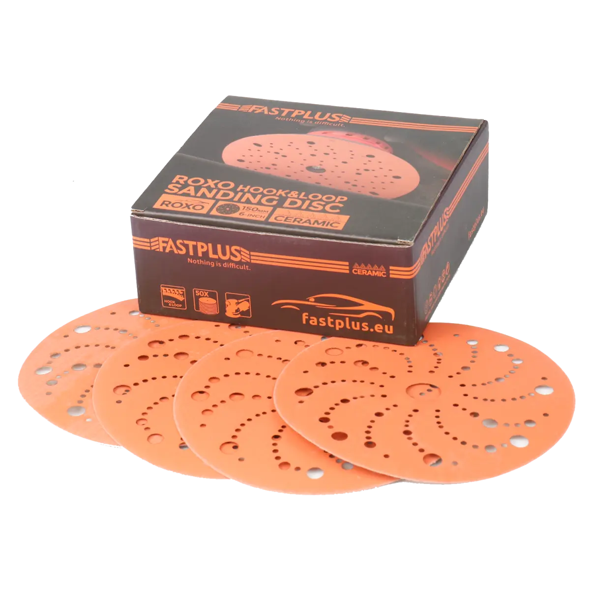 ROXO Schleifscheiben Keramik 150mm mit mehreren Löchern und verschiedenen Körnungen für Autoreparaturen und Holzschleifen Ceramic abrasive discs 150mm with multi-holes and different grits for car repair and wood sanding