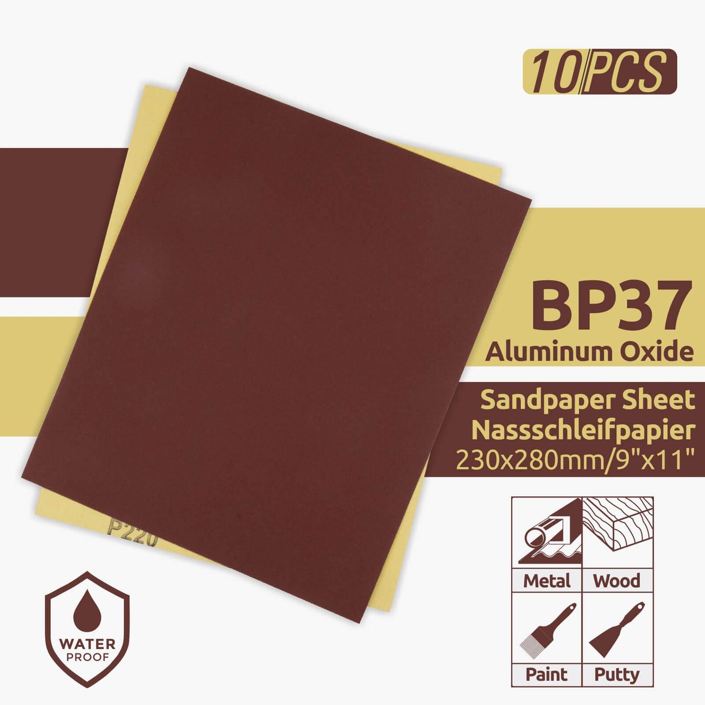 Wasserfestes Schleifpapier BP37 Aluminiumoxid Wet sandpaper sheet-aluminium oxide 230x280mm von fastplus Schleifmittel