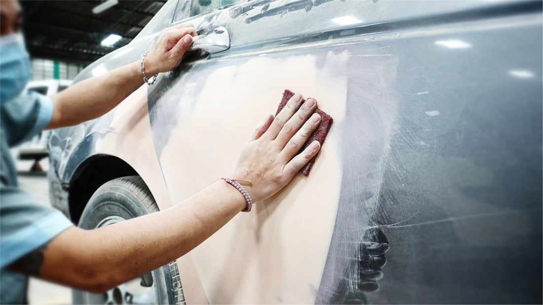 wie man ein Auto vor der Lackierung vorbereitet how to prepare a car for painting fastplus Schleifmittel