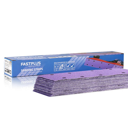 Sanding Strips 70x420mm x 14 Hole Purple Ceramic Velcro – 25 Pack