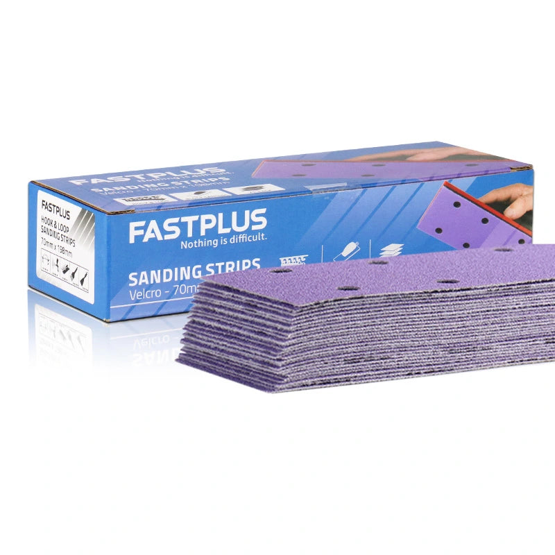 Sanding Strips 70x198mm x 8 Hole Purple Ceramic Velcro – 25 Pack