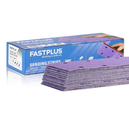 Sanding Strips 70x198mm x 8 Hole Purple Ceramic Velcro – 25 Pack