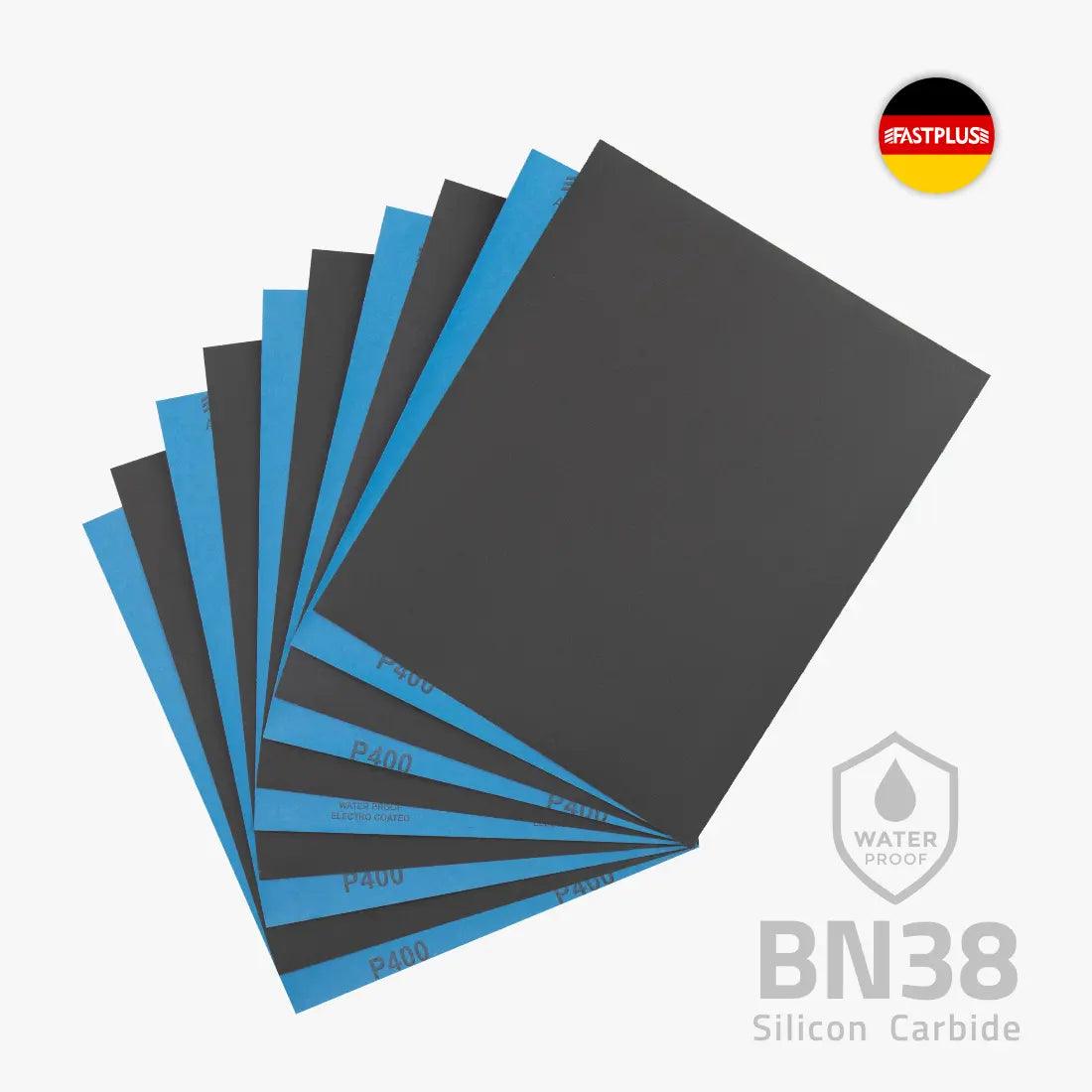 Nassschleifpapier Blatt BN38 Siliziumkarbid nassschleifen Wet sandpaper sheet Silicon Carbide BN38 230x280mm by fastplus Schleifmittel 