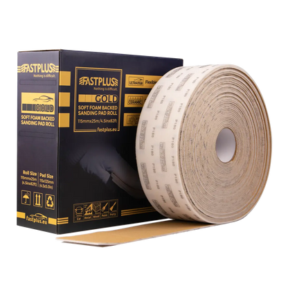 Gold Foam Sandpaper Pad Roll Ultra Soft Pad 115mmx25m Ceramic by Fastplus Abrasives FSR6 Goldflex Schaumstoff Schleifpapier Pad Rolle Ultra Soft Pad 115mmx25m Keramik von Fastplus Schleifmittel