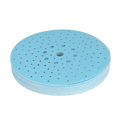 Sanding Discs 225mm x Multi-Hole Blue Ceramic for Drywall & Floor Sanding  F65 – 25 Pack