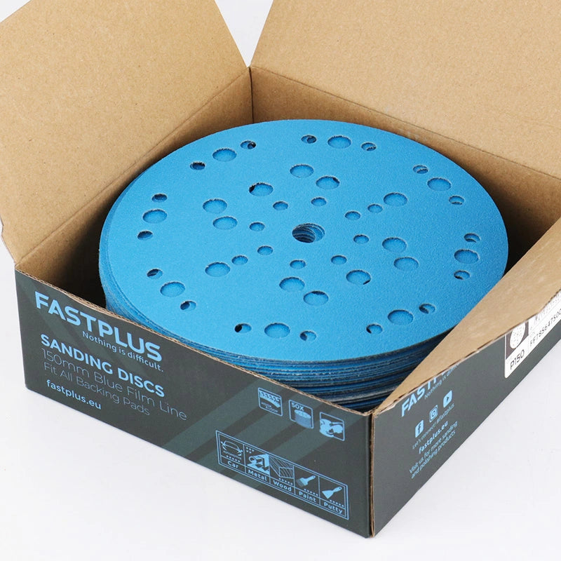 Sanding Discs 150mm x 47 Hole Blue Ceramic Adaptative  F65 – 50 Pack
