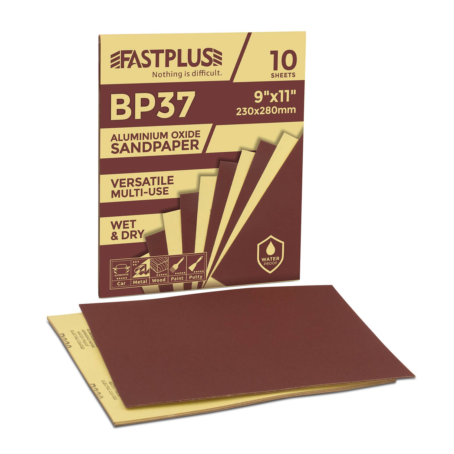 Wasserfestes Schleifpapier Aluminiumoxid Wet sandpaper sheet BP37 aluminium oxide 230x280mm von fastplus Schleifmittel