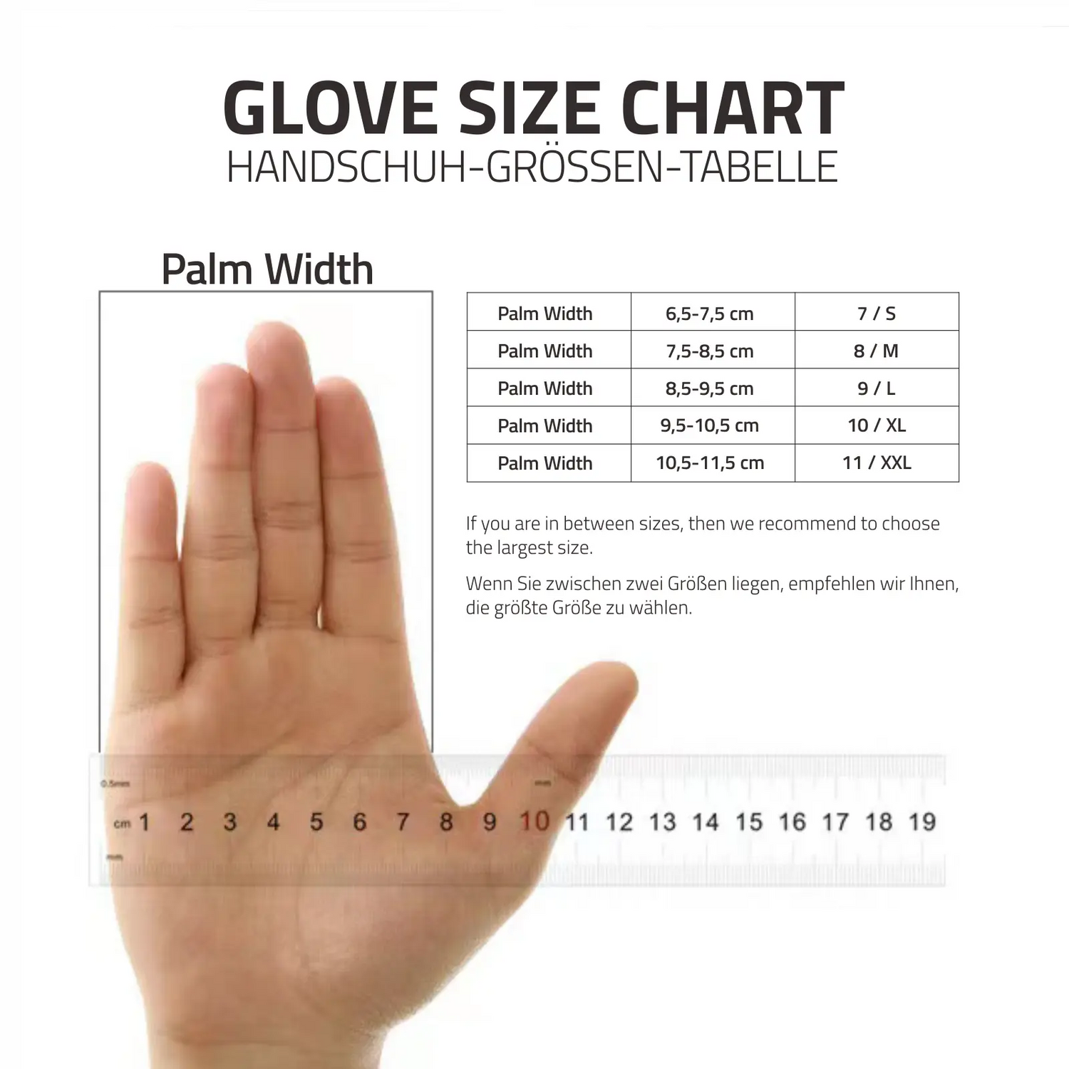 arbeitshandschuhe grossen tabelle working gloves size chart