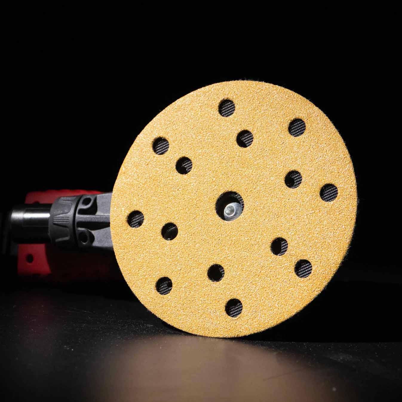 Gold Sanding Disc F15 150mm Velcro with 15 Holes 