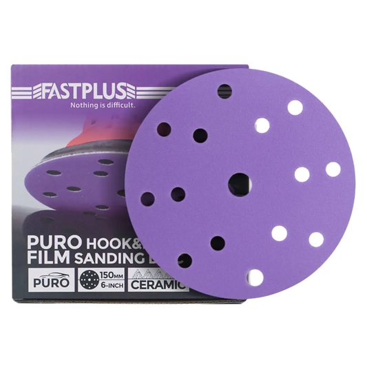 Folienschleifmittel 150mm Purofilm film sanding discs 15 holes by fastplus.eu