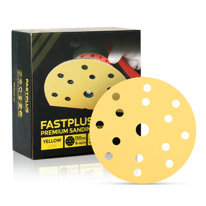 Sanding Discs 150mm x 15 Hole Yellow F25 – 50 Pack