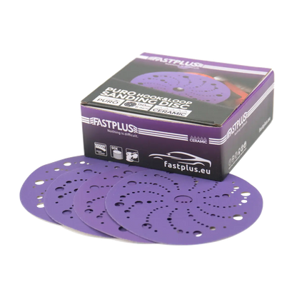 Fastplus Schleifscheiben PURO F737 Keramik 150 mm cubitron Klett-schleifscheiben Multi-Loch, 50 Stück - Lila Ceramic Sanding Discs 150mm Velcro Multi-hole, 50 pieces Purple