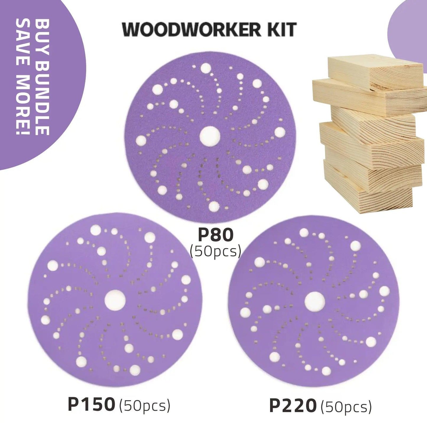 Puro bundle: P80, P220 and P800 schleifscheiben für Holzhandwerker