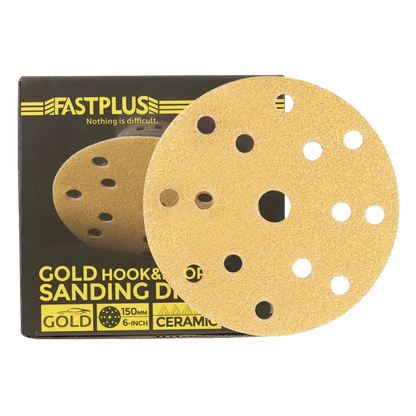 Klett-schleifscheiben 150mm 15L Gold | FastPlus Sanding Discs 50 pack