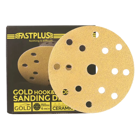 Klett-schleifscheiben 150mm 15L Gold | FastPlus Sanding Discs 50 pack